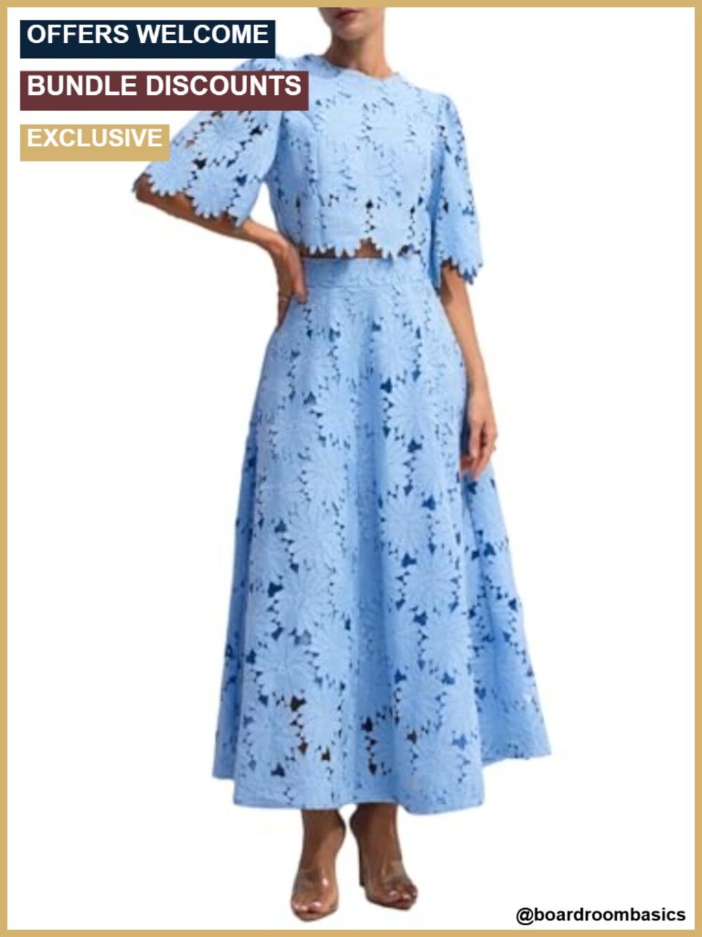 Two Piece Skirt Set Embroidered Short Sleeve Crop Top Maxi Skirt Summer Outfit